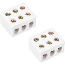 3 Way 6 Hole Ceramics Terminal Blocks High Temp Porcelain Ceramic Connectors 2pcs