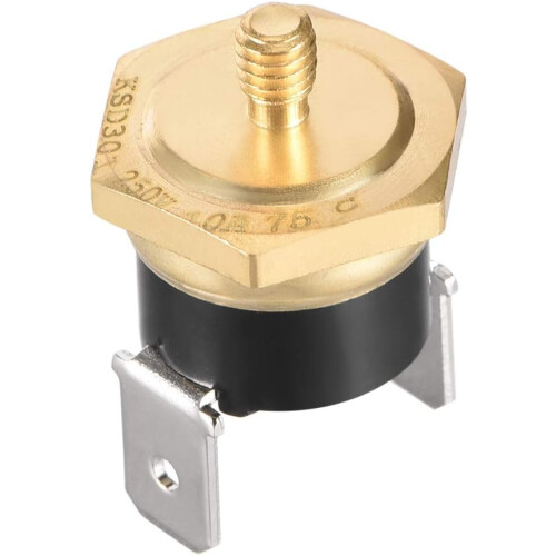 KSD301 Thermostat, Temperature Control Switch 75C Copper M4 Normally Closed N.C 10A
