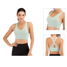 Women Padded Sports Bra Push Up Seamless Moisture Wicking Athletic Yoga Hemp blue XL
