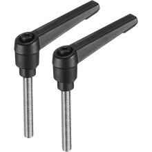 2pcs Adjustable Clamping Lever Handle M6 x 45mm Metric 304 Stainless Steel Male Threaded Stud Hand Knobs Push Button Ratchet Rotating Screw Handles Bo