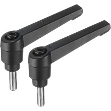 2pcs Adjustable Clamping Lever Handle M5 x 15mm Metric 304 Stainless Steel Male Threaded Stud Hand Knobs Push Button Ratchet Rotating Screw Handles Bo