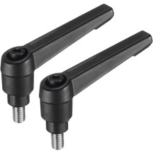2pcs Adjustable Clamping Lever Handle M6 x 10mm Metric 304 Stainless Steel Male Threaded Stud Hand Knobs Push Button Ratchet Rotating Screw Handles Bo