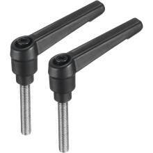 2pcs Adjustable Clamping Lever Handle M6 x 35mm Metric 304 Stainless Steel Male Threaded Stud Hand Knobs Push Button Ratchet Rotating Screw Handles Bo