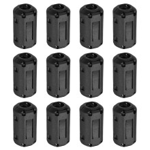 12 Pcs Ferrite Filter Ring Core RFI EMI Noise Suppression Cable Clip ID 9mm 0.35Inch Regular Styles for Electronic Devices, Industry, Black