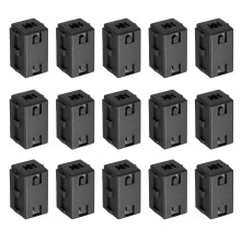 15 Pcs Ferrite Filter Ring Core RFI EMI Noise Suppression Cable Clip ID 6.5mm 0.26Inch Square Style for Electronic Devices, Industry, Black