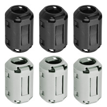 6 Pcs Ferrite Filter Ring Core RFI EMI Noise Suppression Cable Clip ID 13mm 0.51Inch Regular Styles for Electronic Devices, Industry, Black/Grey