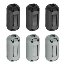 6 Pcs Ferrite Filter Ring Core RFI EMI Noise Suppression Cable Clip ID 3.5mm 0.14Inch Regular Styles for Electronic Devices, Industry, Black/Grey