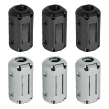 6 Pcs Ferrite Filter Ring Core RFI EMI Noise Suppression Cable Clip ID 9mm 0.35Inch Regular Styles for Electronic Devices, Industry, Black/Grey