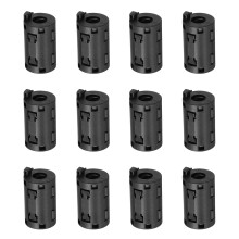 12 Pcs Ferrite Filter Ring Core RFI EMI Noise Suppression Cable Clip ID 9mm 0.35Inch with Ears for Electronic Devices, Industry, Black