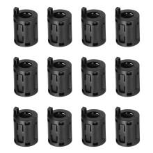 12 Pcs Ferrite Filter Ring Core RFI EMI Noise Suppression Cable Clip ID 7mm 0.28Inch with Ears for Electronic Devices, Industry, Black