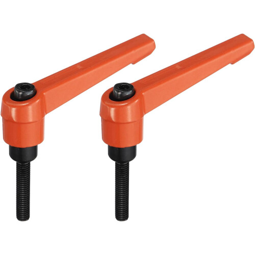 M5 x 25mm Handle Adjustable Clamping Lever Thread Push Button Ratchet Male Threaded Stud Knobs Locking Rotating Screw Handles Quick Release Bolt Orang
