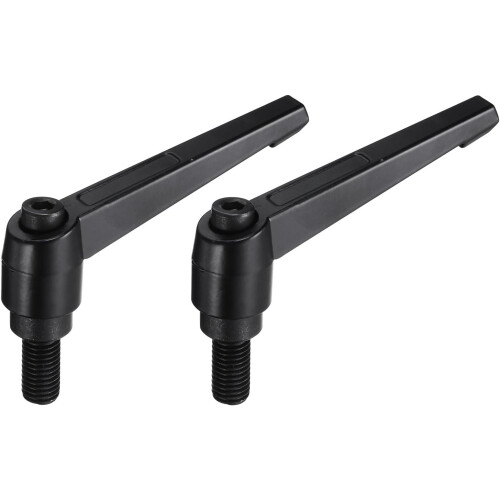 M12 x 25mm Handle Adjustable Clamping Lever Thread Push Button Ratchet Male Threaded Stud Knobs Locking Rotating Screw Handles Quick Release Bolt Blac