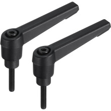 2pcs Adjustable Clamping Lever Handle M4 x 20mm Metric Black Oxide Carbon Steel Male Threaded Stud Hand Knobs Rotating Screw Handles Bolts with Lockin