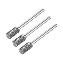 Tungsten Carbide Rotary Files 1/8" Shank, Double Cut Top Toothed Cylinder Shape Rotary Burrs Tool 6mm Dia, for Die Grinder Wood Soft Metal Polishing M