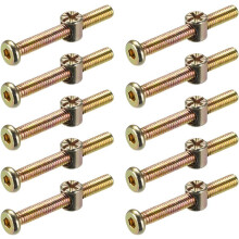 M6 x 50mm Furniture Bolts Nut Set Hex Socket Screw with Barrel Nuts Phillips-Slotted Zinc Plated Full Thread 10 Sets