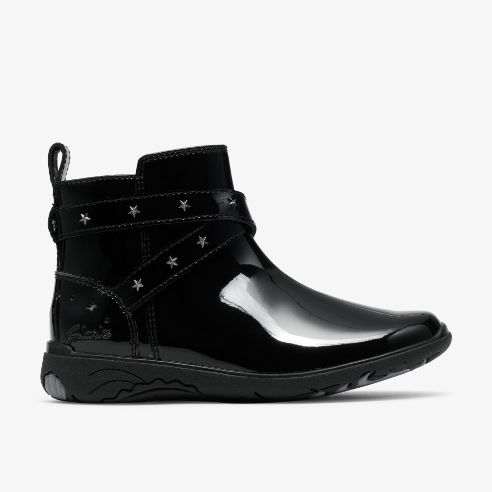 Clarks (Wide, 13 (Children's)) Relda Star K. Black Pat