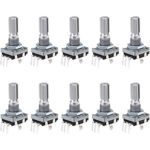 360 Degree Rotary Encoder Code Switch Digital Potentiometer 3 Pins 14mm Shaft 10pcs