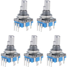 360 Degree Rotary Encoder Code Switch Digital Potentiometer 5 Pins 15mm D-Shaft 5Pcs