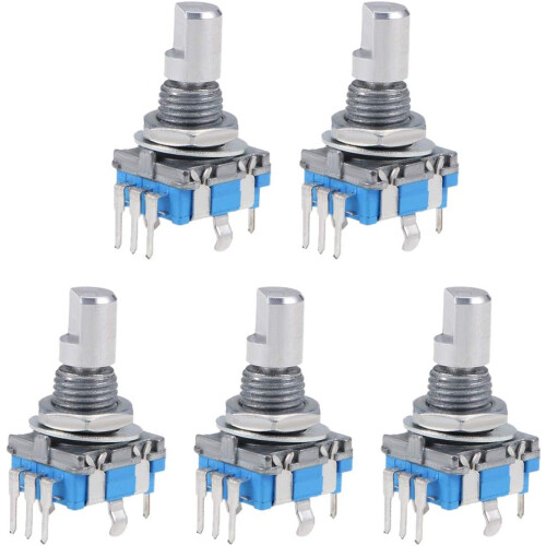 360 Degree Rotary Encoder Code Switch Digital Potentiometer 5 Pins 15mm D-Shaft 5Pcs