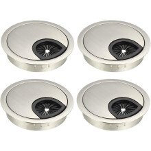 Cable Hole Cover, 2.4Inch/60mm Zinc Alloy Desk Wire Cord Cable Grommets Hole Cover for Office PC Desk Cable Cord Organizer, 4Pcs Wire Drawing Silver