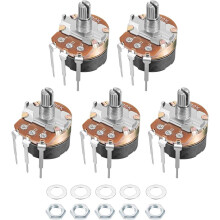 WH138 Potentiometer with Switch 20K Ohm Variable Resistors Single Turn Rotary Carbon Film Taper 5pcs