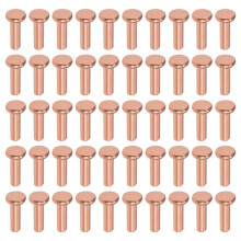 100Pcs Copper Solid Rivets, 5/64" x 15/64" Flat Head Rivet Metal Fasteners for Electrical Applications, Leather Working Supplies