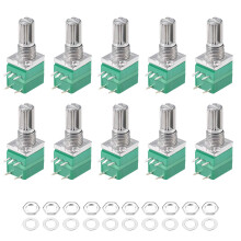 Potentiometer with Switch B5K Ohm Variable Resistors Single Turn Rotary Carbon Film Taper RV097NS 10pcs