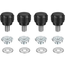 4 Sets Knurled Clamping Knobs with Washers & T-Nuts, M5 x 8mm Metric 14mm Plastic Head 304 Stainless Steel Stud Male Thread Thumb Screw on Type Head T