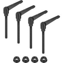4Pcs Adjustable Clamping Lever Handles, M8x80mm Zinc Alloy Male Thread Stud Knobs with Nuts Quick Release Bolt Rotating Screw Handles for Lathes Woodw