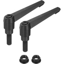 2Pcs Adjustable Clamping Lever Handles, M10x25mm Zinc Alloy Male Thread Stud Knobs with Nuts Quick Release Bolt Rotating Screw Handles for Lathes Wood