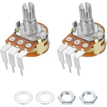 WH148 Potentiometer with Switch 500K Ohm Variable Resistors Single Turn Rotary Carbon Film Taper 2pcs