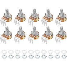 WH148 Potentiometer with Switch 500K Ohm Variable Resistors Single Turn Rotary Carbon Film Taper 10pcs