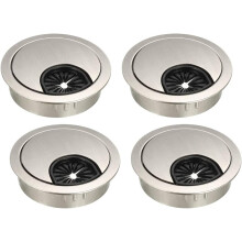 Cable Hole Cover, 2Inch/50mm Zinc Alloy Desk Wire Cord Cable Grommets Hole Cover for Office PC Desk Cable Cord Organizer, 4Pcs Wire Drawing Silver
