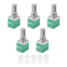 Potentiometer with Switch B10K Ohm Variable Resistors Single Turn Rotary Carbon Film Taper RV097NS 5pcs