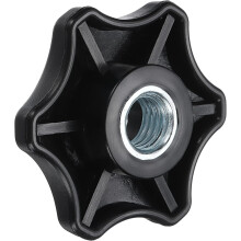Star Knob, 5/8"-11 Star Shape Knurled Clamping Knobs Fluted Screw-On Through Hole Threaded Nuts for Industrial Furniture Tools Jigs Clamps, Black