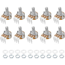 WH148 Potentiometer with Switch 10K Ohm Variable Resistors Single Turn Rotary Carbon Film Taper 10pcs