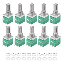 Potentiometer with Switch B500K Ohm Variable Resistors Single Turn Rotary Carbon Film Taper RV097NS 10pcs