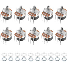 WH138 Potentiometer with Switch 500K Ohm Variable Resistors Single Turn Rotary Carbon Film Taper 10pcs