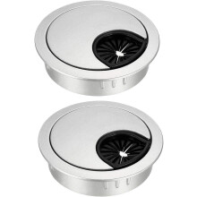 Cable Hole Cover, 2Inch/50mm Zinc Alloy Desk Wire Cord Cable Grommets Hole Cover for Office PC Desk Cable Cord Organizer, 2Pcs Silver Tone