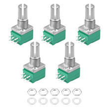 Potentiometer B100K Ohm Variable Resistors Double Turn Rotary Carbon Film Taper RV097NS 5pcs