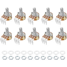 WH148 Potentiometer with Switch 50K Ohm Variable Resistors Single Turn Rotary Carbon Film Taper 10pcs