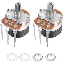 WH138 Potentiometer with Switch 5K Ohm Variable Resistors Single Turn Rotary Carbon Film Taper 2pcs