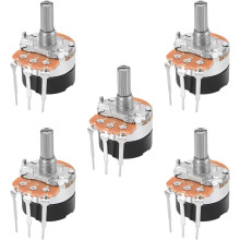 WH138 Potentiometer with Switch B500K Ohm Variable Resistors Single Turn Rotary Carbon Film Taper 5pcs