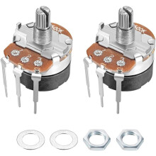 WH138 Potentiometer with Switch 500K Ohm Variable Resistors Single Turn Rotary Carbon Film Taper 2pcs