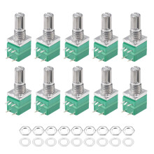 Potentiometer with Switch B10K Ohm Variable Resistors Single Turn Rotary Carbon Film Taper RV097NS 10pcs