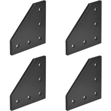 L Shape Outside Joining Plate, 60mm x 60mm x 4mm with 5-Hole Joint Bracket for 2020 Aluminum Profile, 4 Pcs (Black)