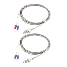 K Type Thermocouple Temperature Sensors M8 Thread Probe with 2M/6.6Ft Wire 2pcs