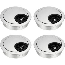 Cable Hole Cover, 2Inch/50mm Zinc Alloy Desk Wire Cord Cable Grommets Hole Cover for Office PC Desk Cable Cord Organizer, 4Pcs Silver Tone