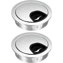 Cable Hole Cover, 2Inch/50mm Zinc Alloy Desk Wire Cord Cable Grommets Hole Cover for Office PC Desk Cable Cord Organizer, 2Pcs Bright Silver