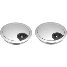 Cable Hole Cover, 3.1Inch/80mm Zinc Alloy Desk Wire Cord Cable Grommets Hole Cover for Office PC Desk Cable Cord Organizer, 2Pcs Bright Silver